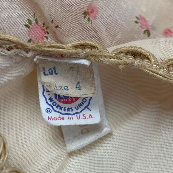 Vtg Floral Maxi Dress Ivory XS Long Sleeve Tiered Prairie Peasant Cottage 70s - Picture 8 of 16